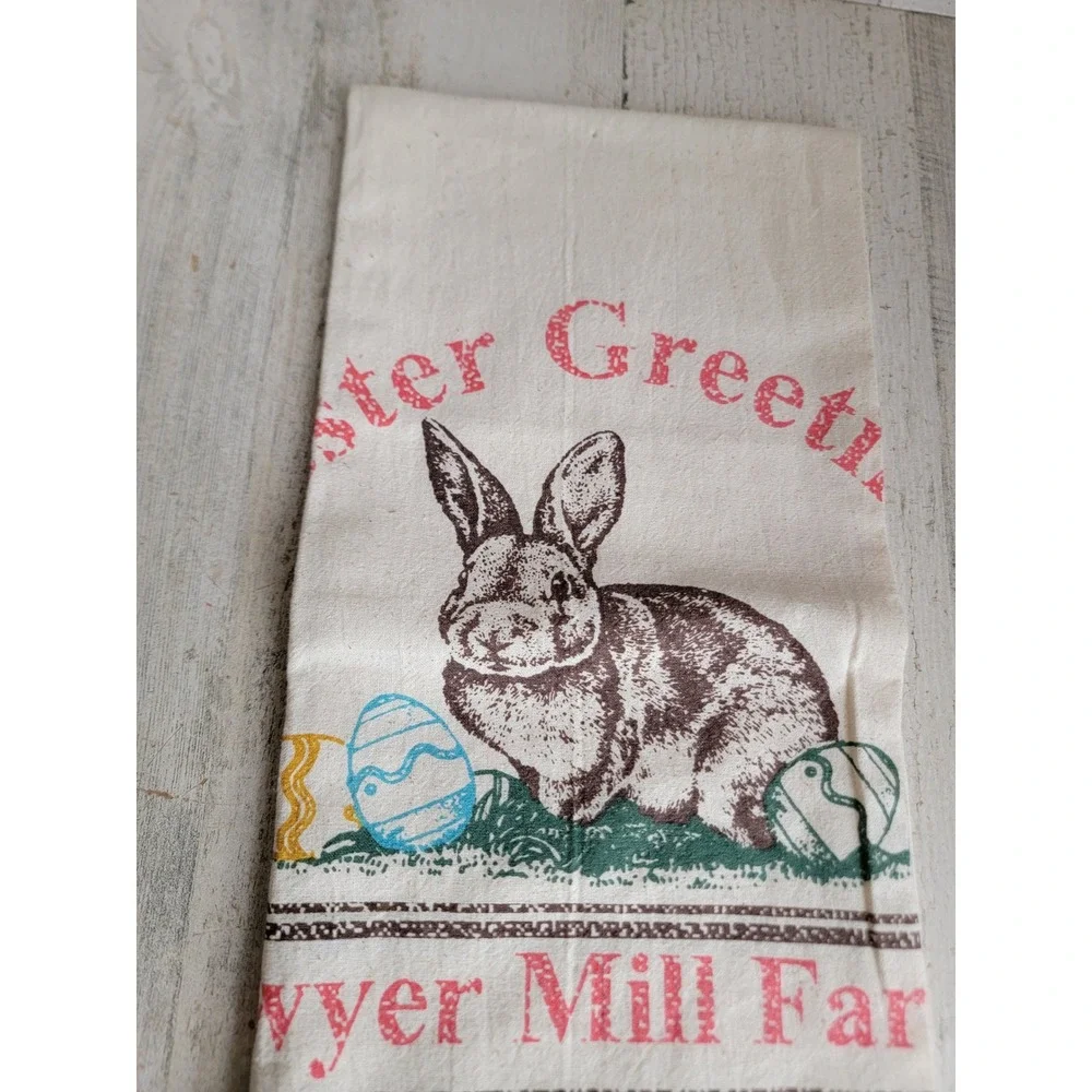 Easter greetings Sawyer Mill Farm bunny‎ kitchen towel spring accessory